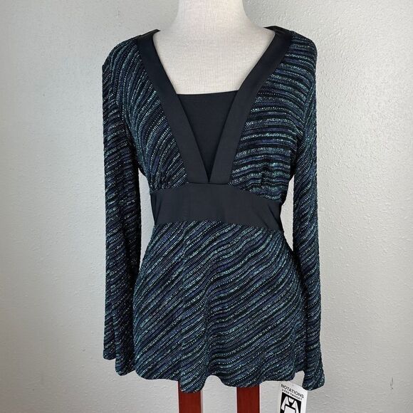 NWT Notations Long Sleeve Blouse Top Size L - Picture 2 of 10